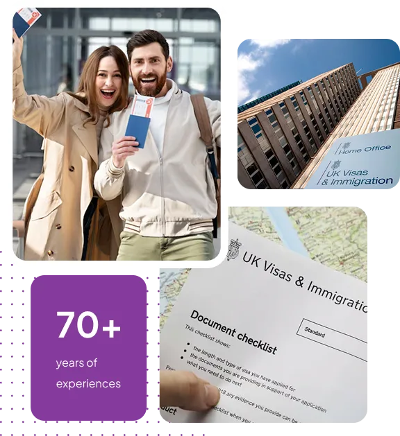 Marriage visitor Visa UK 27 Couple holding passports with UK Visas and Immigration documents representing Marriage Visitor Visa checks